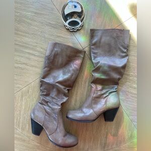 Sand colored boots! Super cute, great for fall and winter.